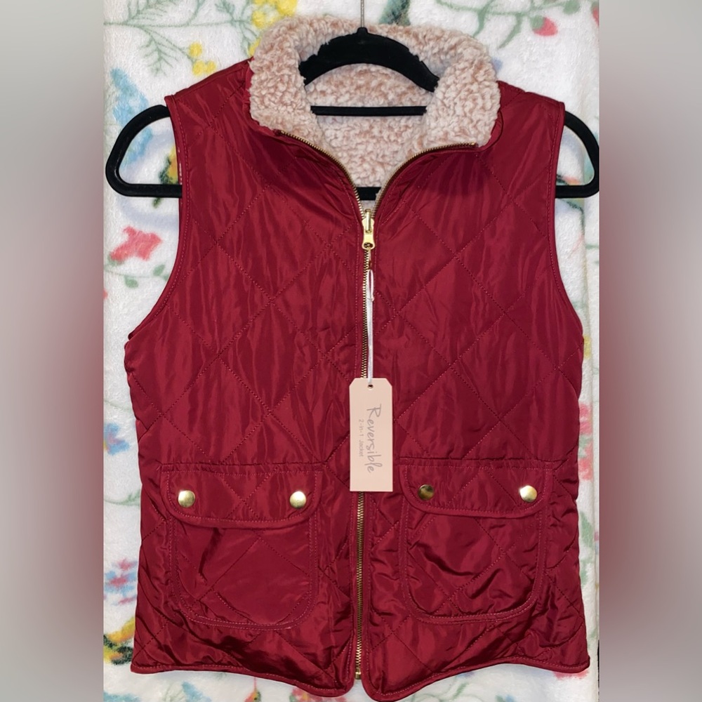 Love Tree Sherpa Fleece Reversible Vest
